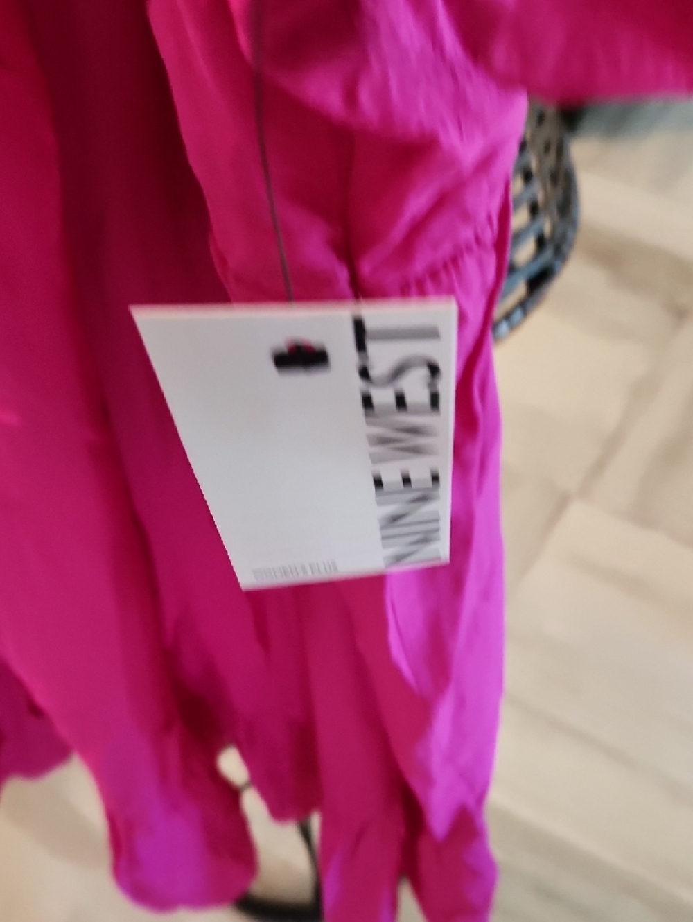 Nine West Bright Fuchsia Pink Puff-Sleeve Babydoll Dress - Picture 3 of 5